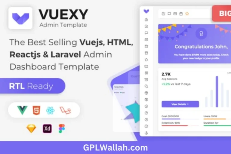 Free Download Vuexy - Vuejs, React, Angular, HTML & Laravel Admin Dashboard Template