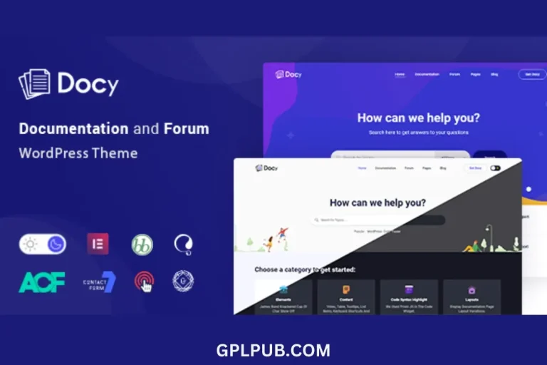 Free Download Docy - Documentation and Knowledge base WordPress Theme with Helpdesk Forum