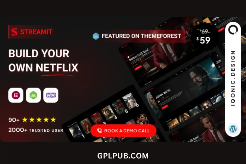 Streamit is an OTT WordPress theme, ideal for creating media, video, or show-streaming web applications, available for free download under GPL license.