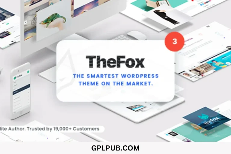 TheFox is a modern, versatile, and high-performing WordPress theme, ideal for professional websites, available for free download on GPLPUB.