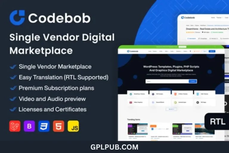 Free Download Codebob - Single-Vendor Digital Marketplace Latest Version