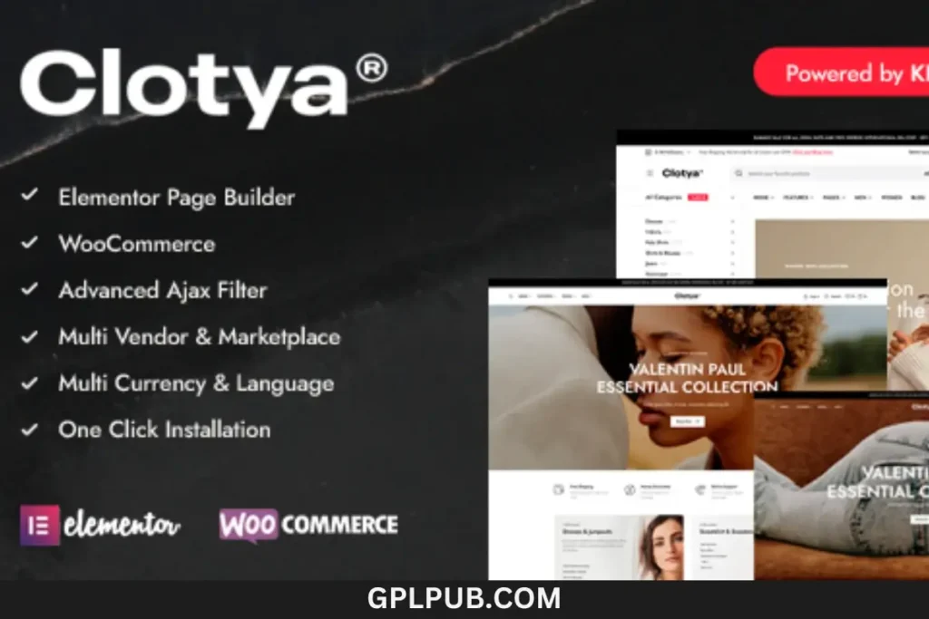 Clotya is a Clothing Shop and Fashion Store WordPress Theme for WooCommerce, eCommerce & Elementor avilable for free download under GPL license.